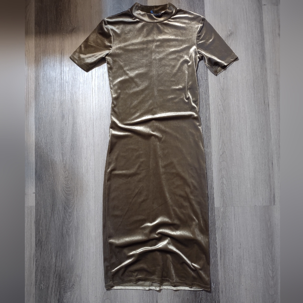 Zara Velvet Mock neck Midi Dress Sz Medium